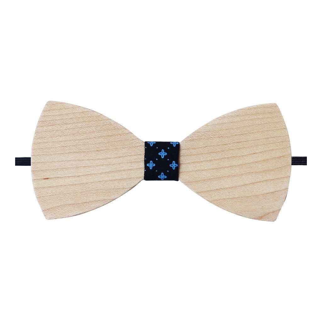 Bow Ties - The Sherpa - White Wooden Bow Tie - Black Star
