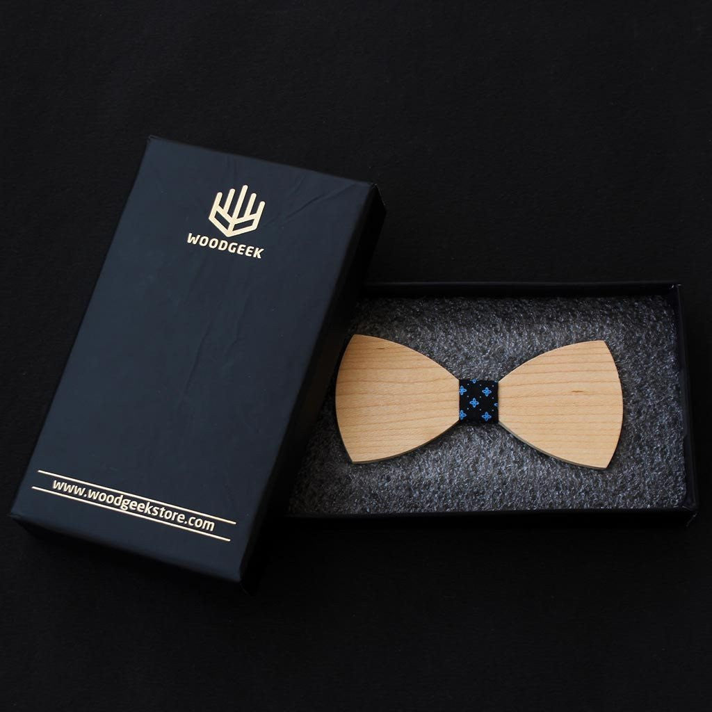 Bow Ties - The Sherpa - White Wooden Bow Tie - Black Star