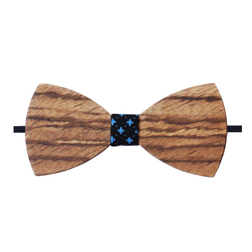 Bow Ties - The Sodhi - Brown Wooden Bow Tie - Black Star