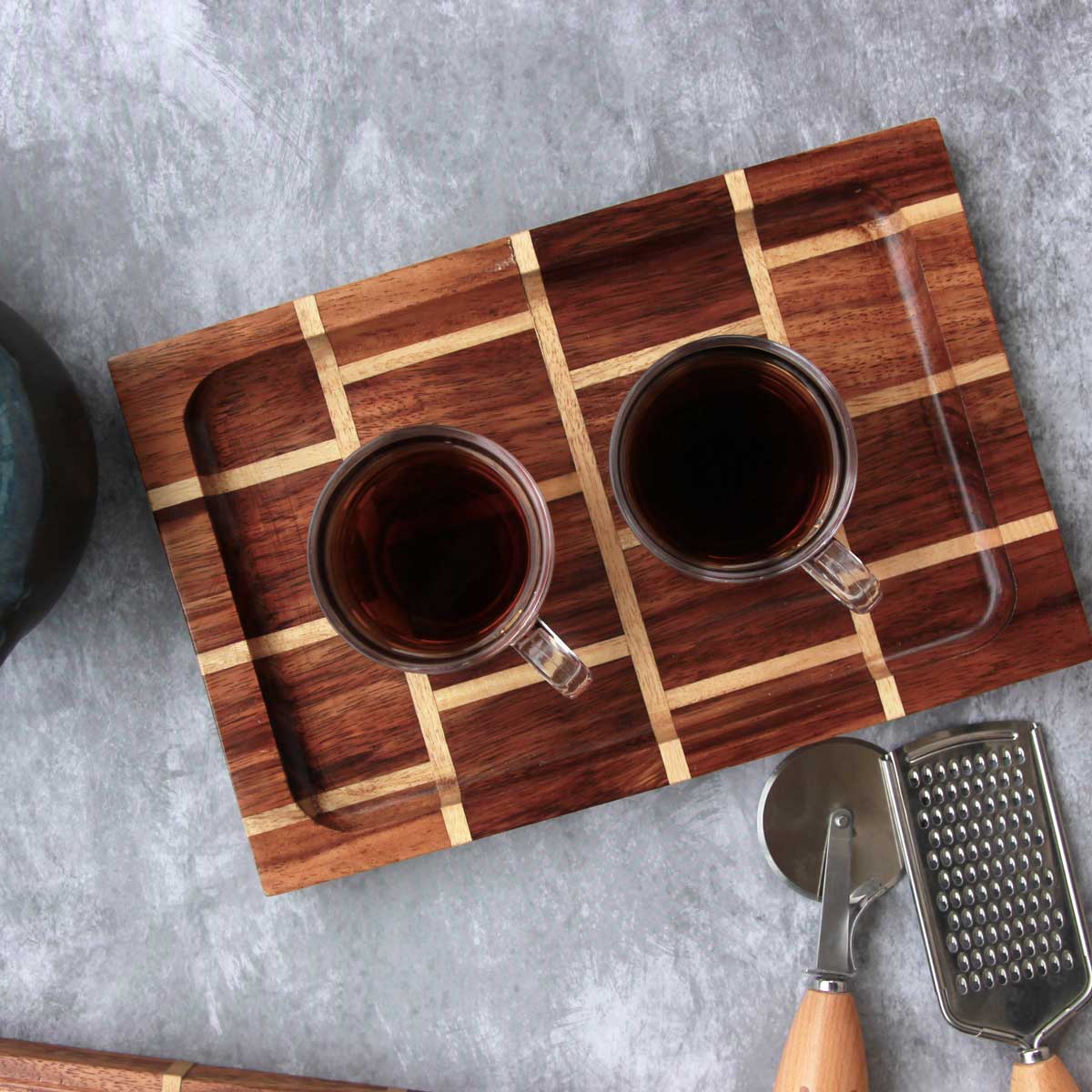 Brick Design Wood Tray &amp; Chopping Board: Set of 2 | Anniversary Gift Set