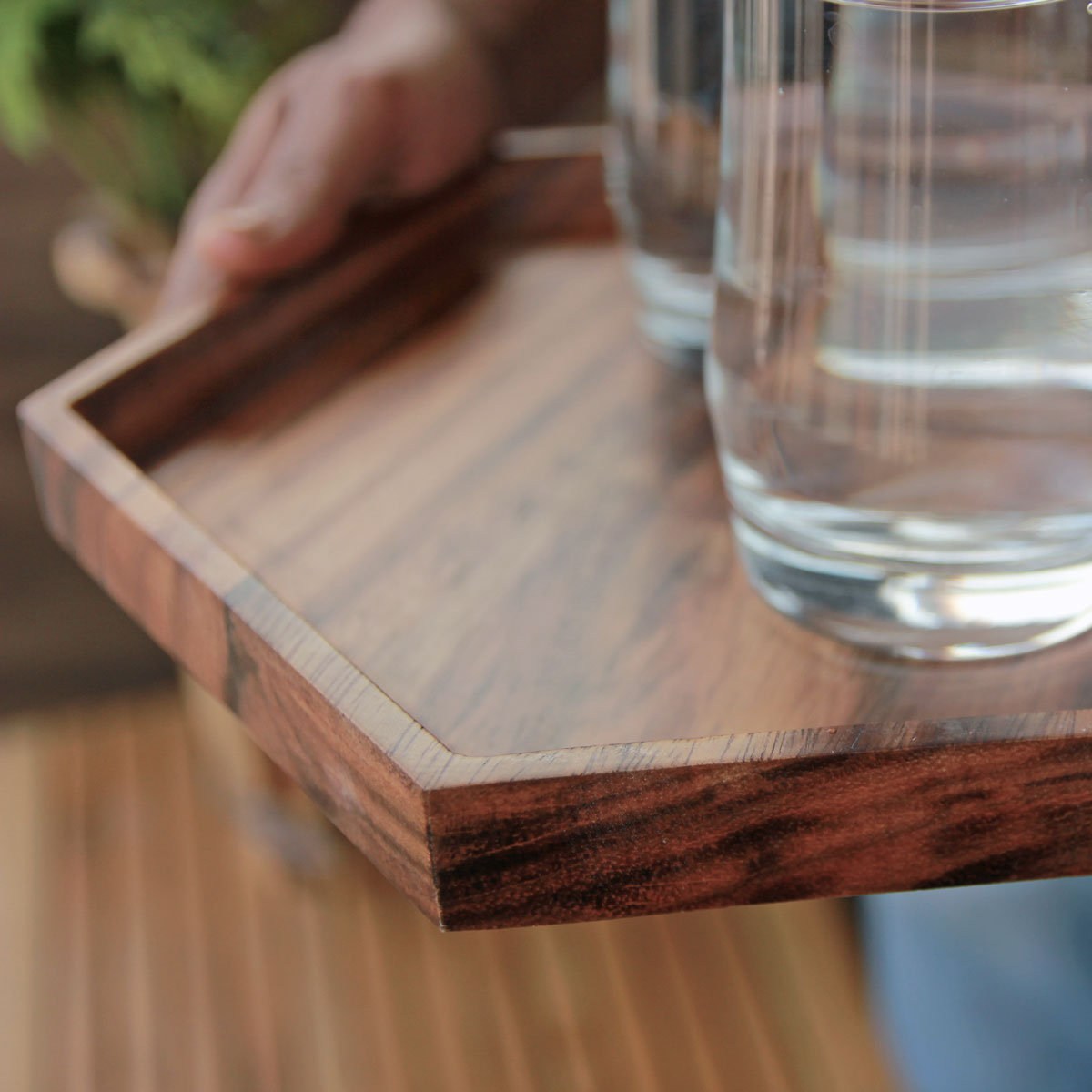 Hexagonal Wooden Serving Tray | Minimalist Wood Decorative Tray