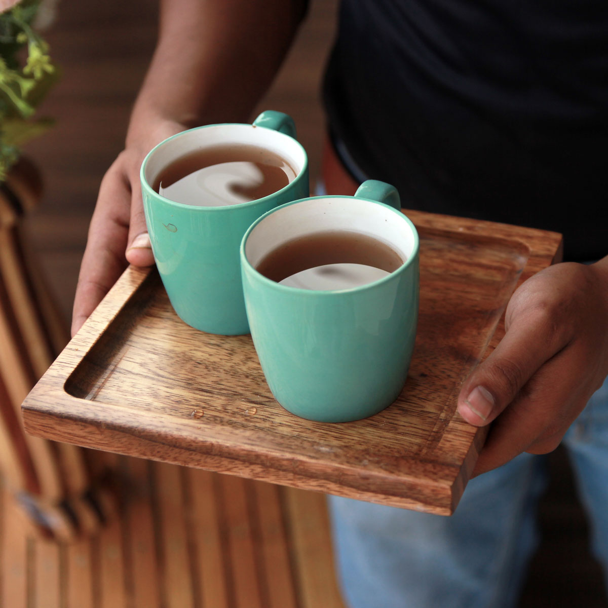 Square Wooden Serving Tray | Minimalist Wood Decorative Tray ...