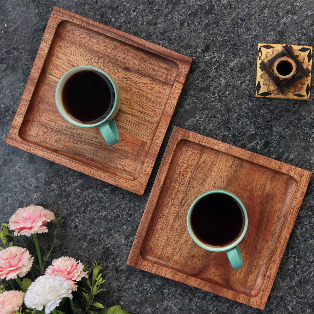 Square Wooden Serving Tray | Minimalist Wood Decorative Tray ...