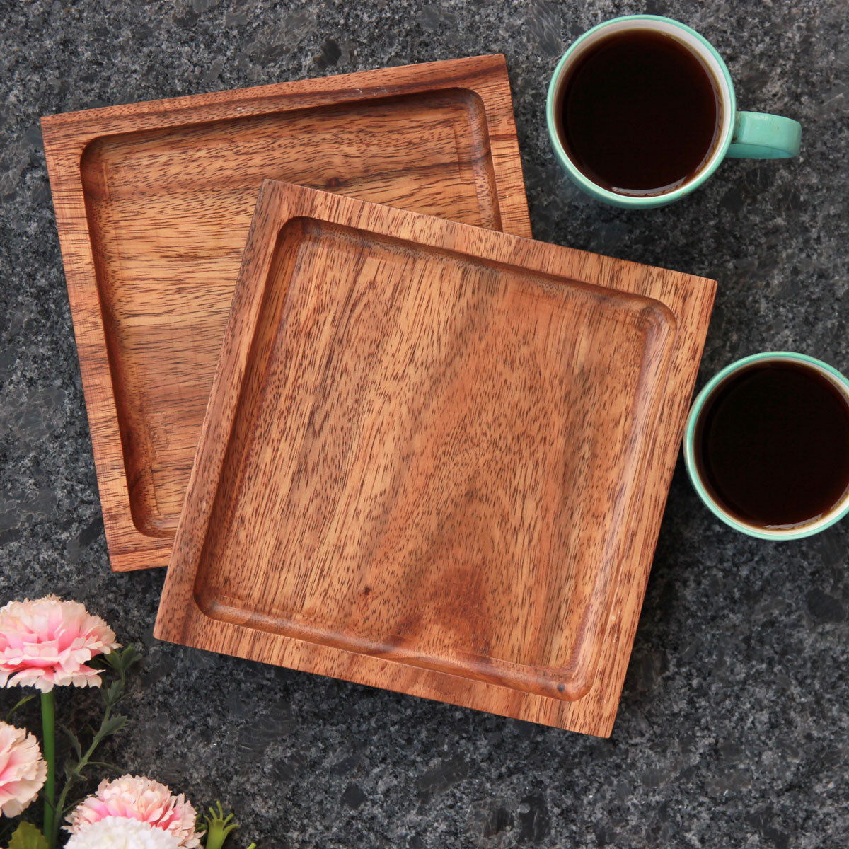 Square Wooden Serving Tray | Minimalist Wood Decorative Tray