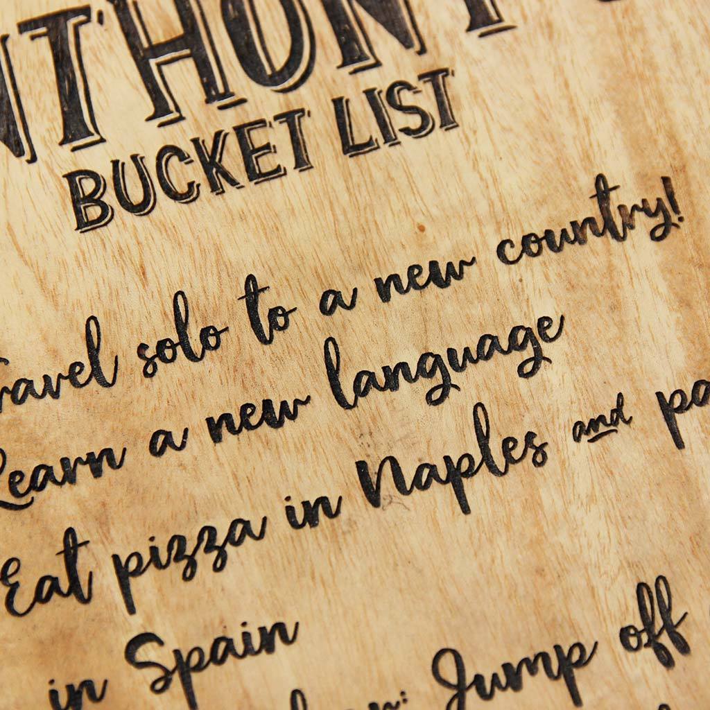 Bucket List Bucket | Ultimate Bucket List Sign | Wood Carved Sign ...