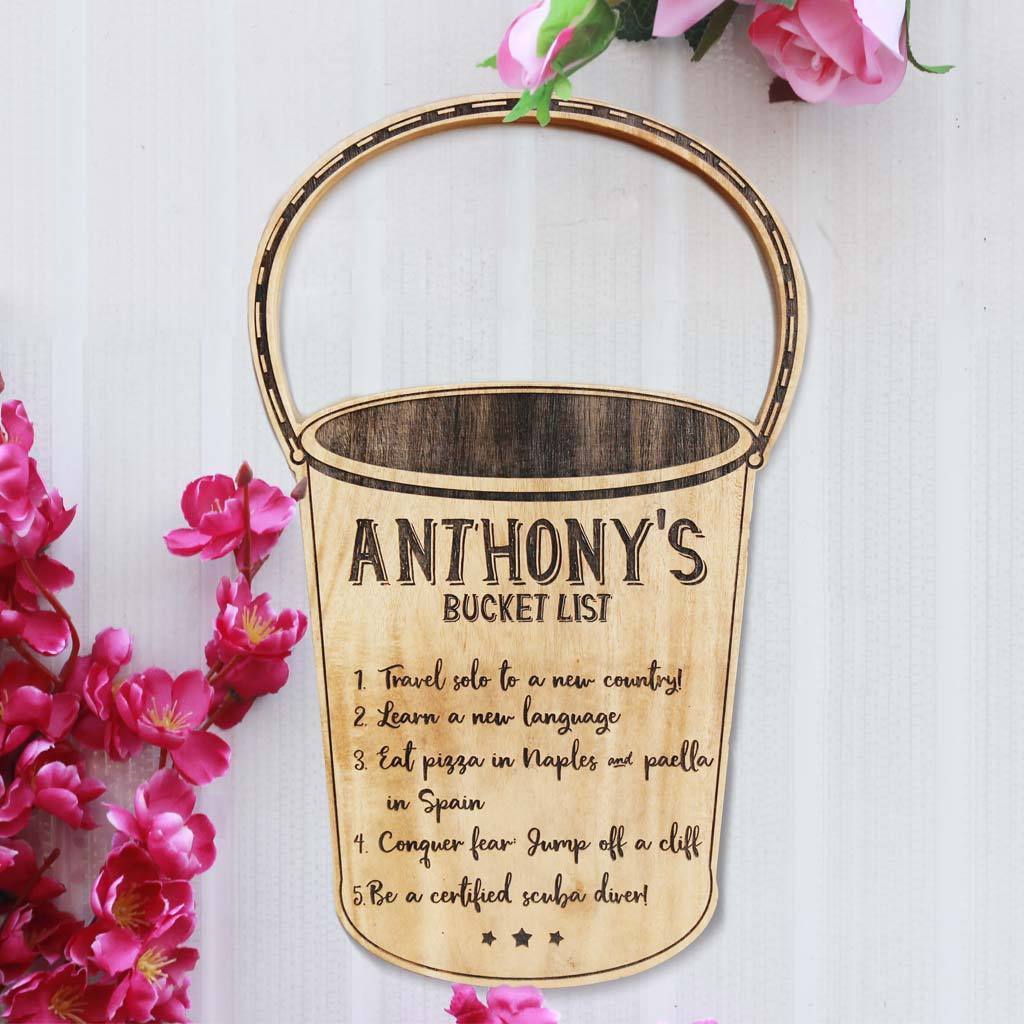 My Bucket List Wood Sign - Bucket List Bucket - Personalized wood signs - Rustic wood signs - Carved signs - Bucket list ideas before you die - Cool bucket list ideas - Woodgeek Store