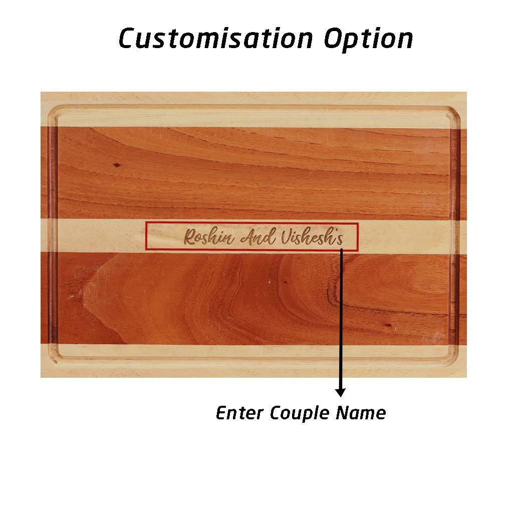 Personalized Cutting Board Engraved With Couple Name - Wooden Chopping Board
