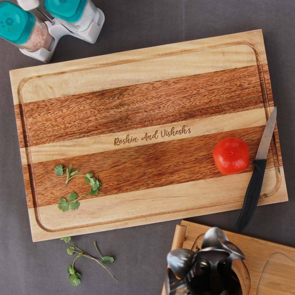 Personalized Cutting Board Engraved With Couple Name. Personalised Wooden Chopping Board. Engraved Wooden Chopping Boards. Cutting board with name engraved make great wedding gifts or housewarming gifts