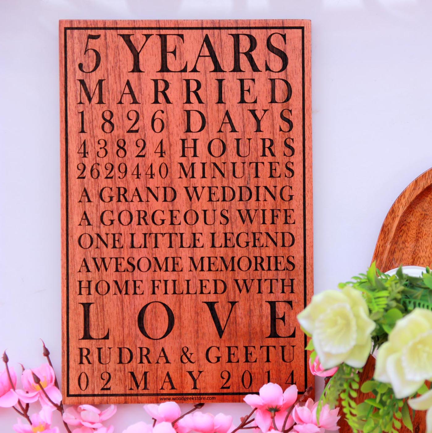 Journey Of Happily Married Life Engraved Wood Poster | Anniversary Gift