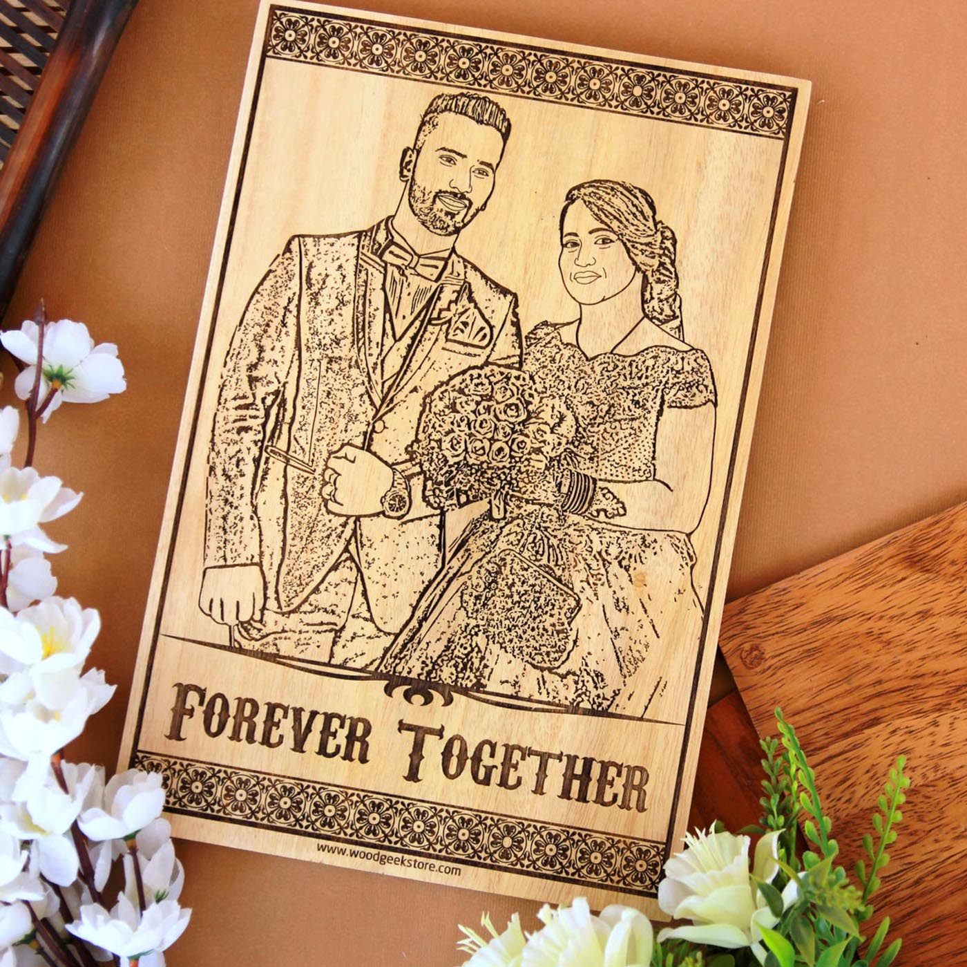 Together Forever Romantic Anniversary Gift | Engraved Wood Frame