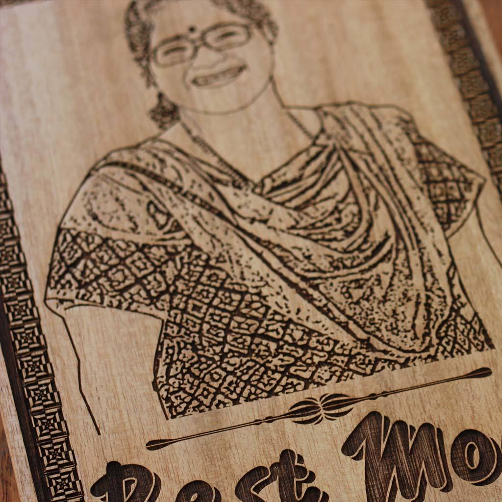 Personalized Gifts for Moms | Mother&#39;s Day Gifts | Photo on Wood | Engraved Wooden Photo Frame | Carved Wooden Poster | Wood Wall Art | Woodgeek Store