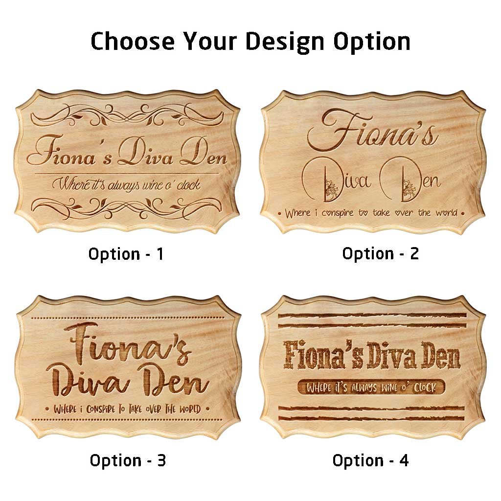 Personalized Custom Wood Room Name Signs - Diva Den Wooden Room Sign for Girl&#39;s Room - Wooden Name Signs for Home by Woodgeek Store