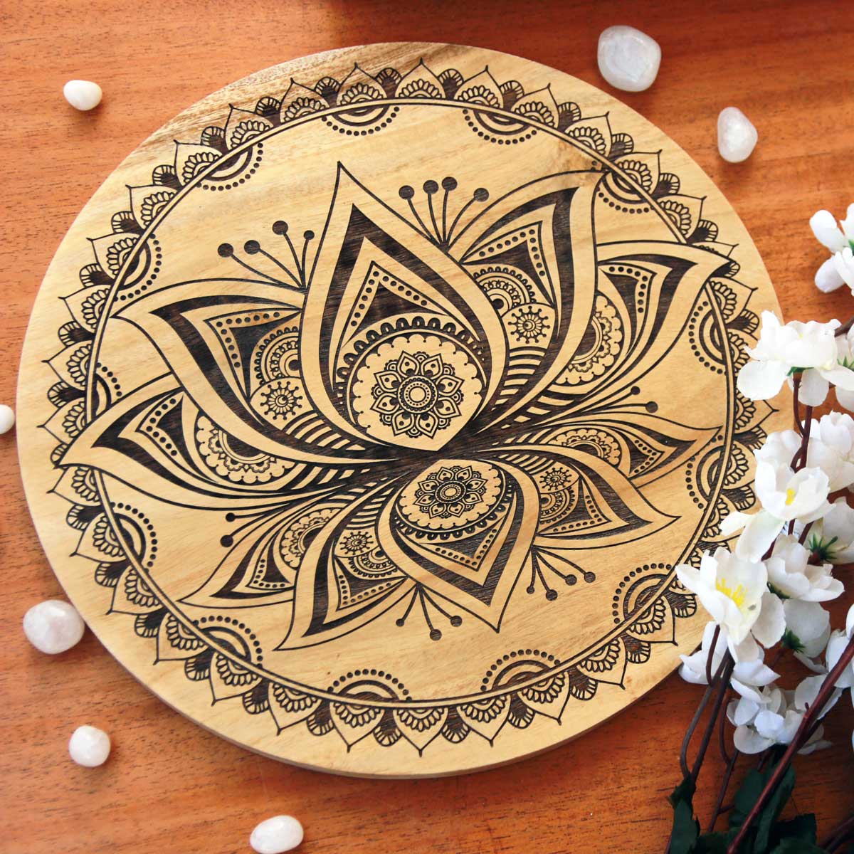 The Divine Lotus Carved Wooden Poster