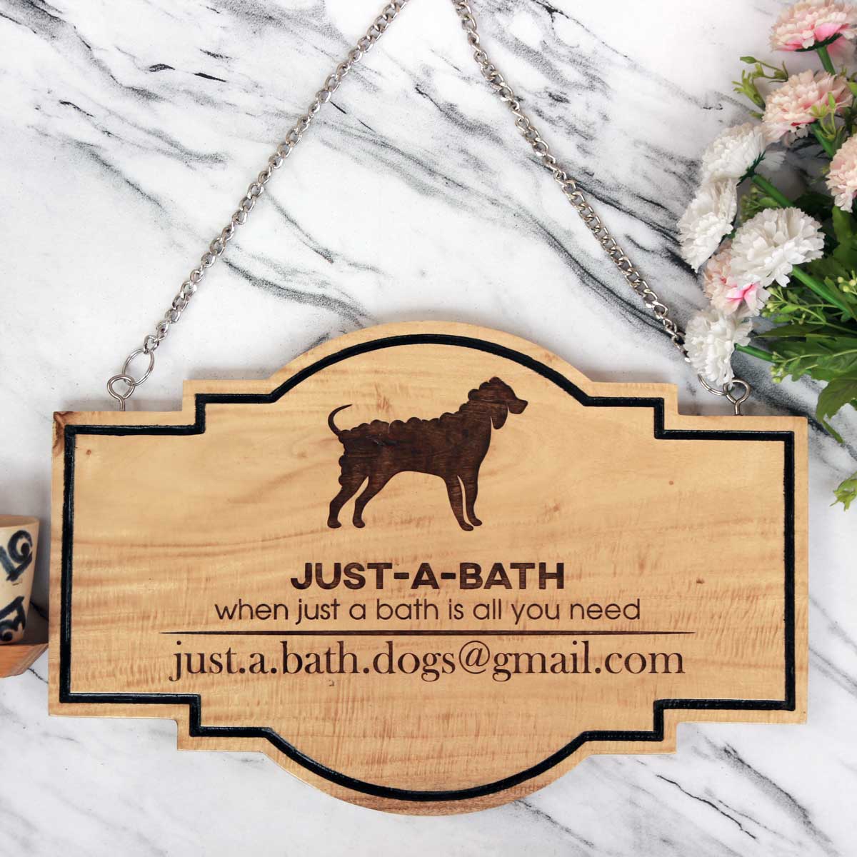 Custom Engraved Wood Sign For Dog Grooming