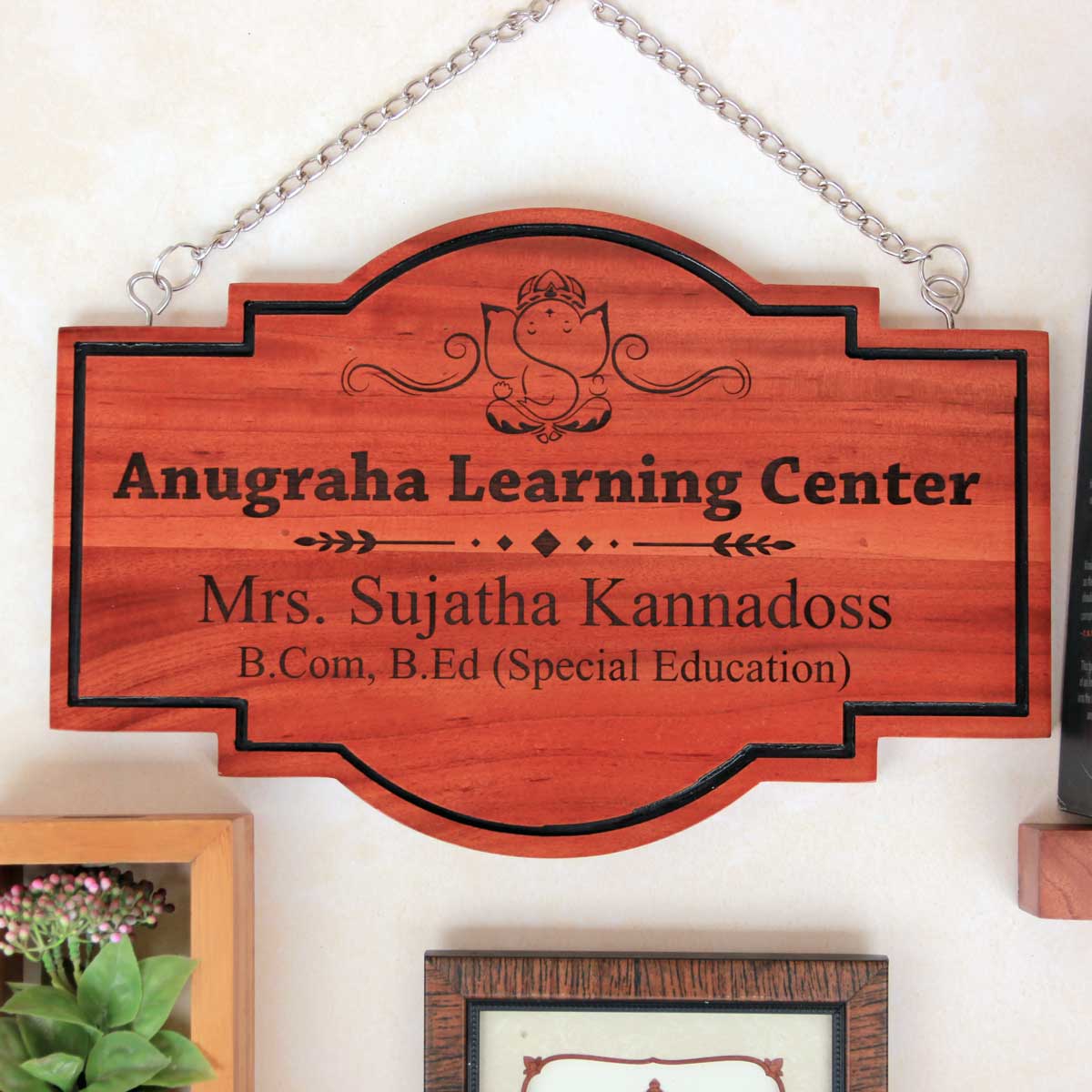 Custom Engraved Wooden Sign Board For Teaching Institutes | Hanging Wooden Sign