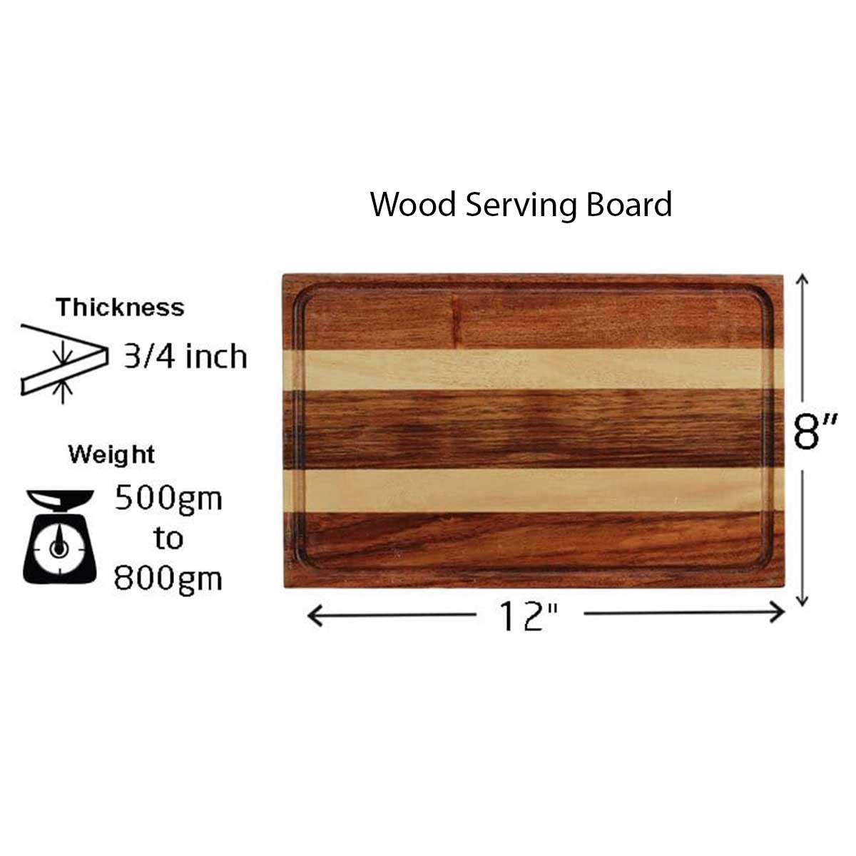 Gift Set: 4 Wooden Tea &amp; Coffee Cups &amp; Wood Serving Board