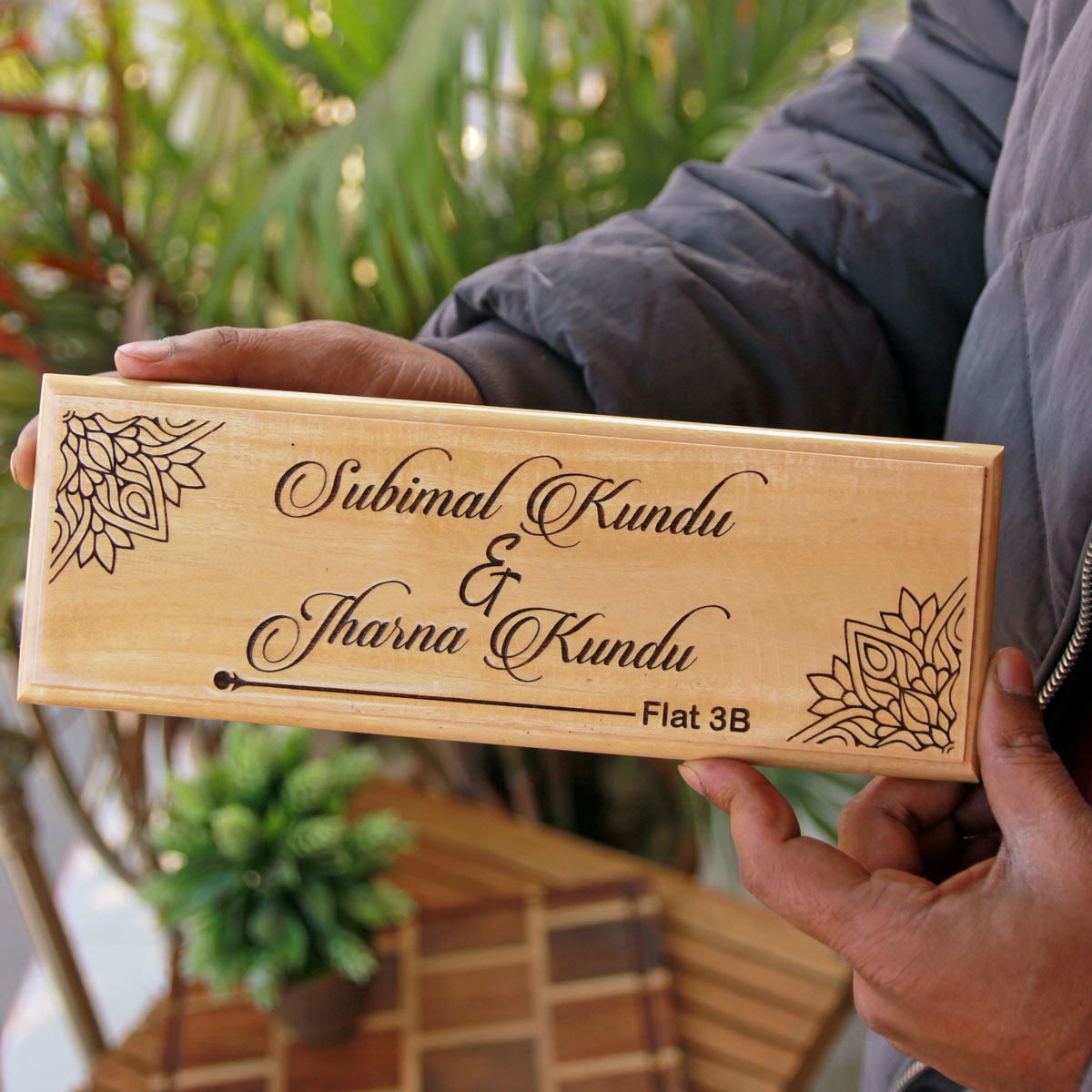 Personalized Wooden Nameplate with Family Name