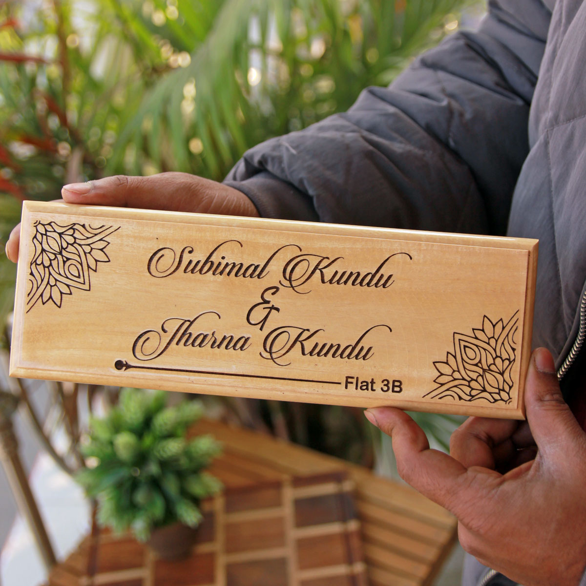 Personalized Wooden Nameplate for Husband &amp; Wife