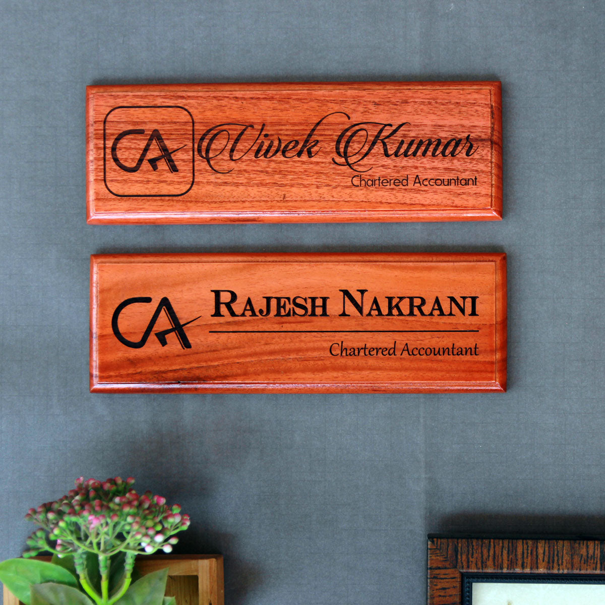 Personalized Wooden Nameplate for Chartered Accountants