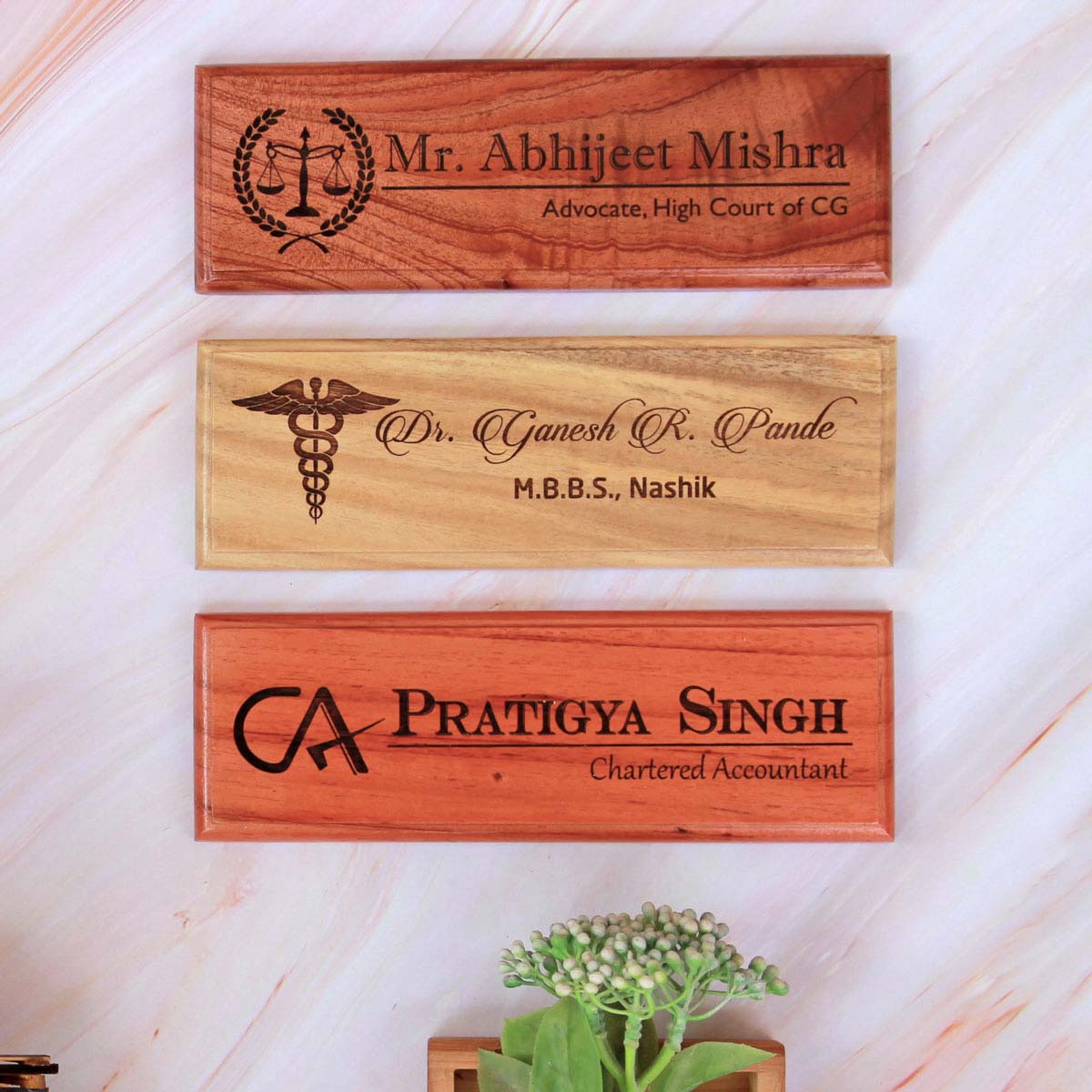Wooden name plates deals