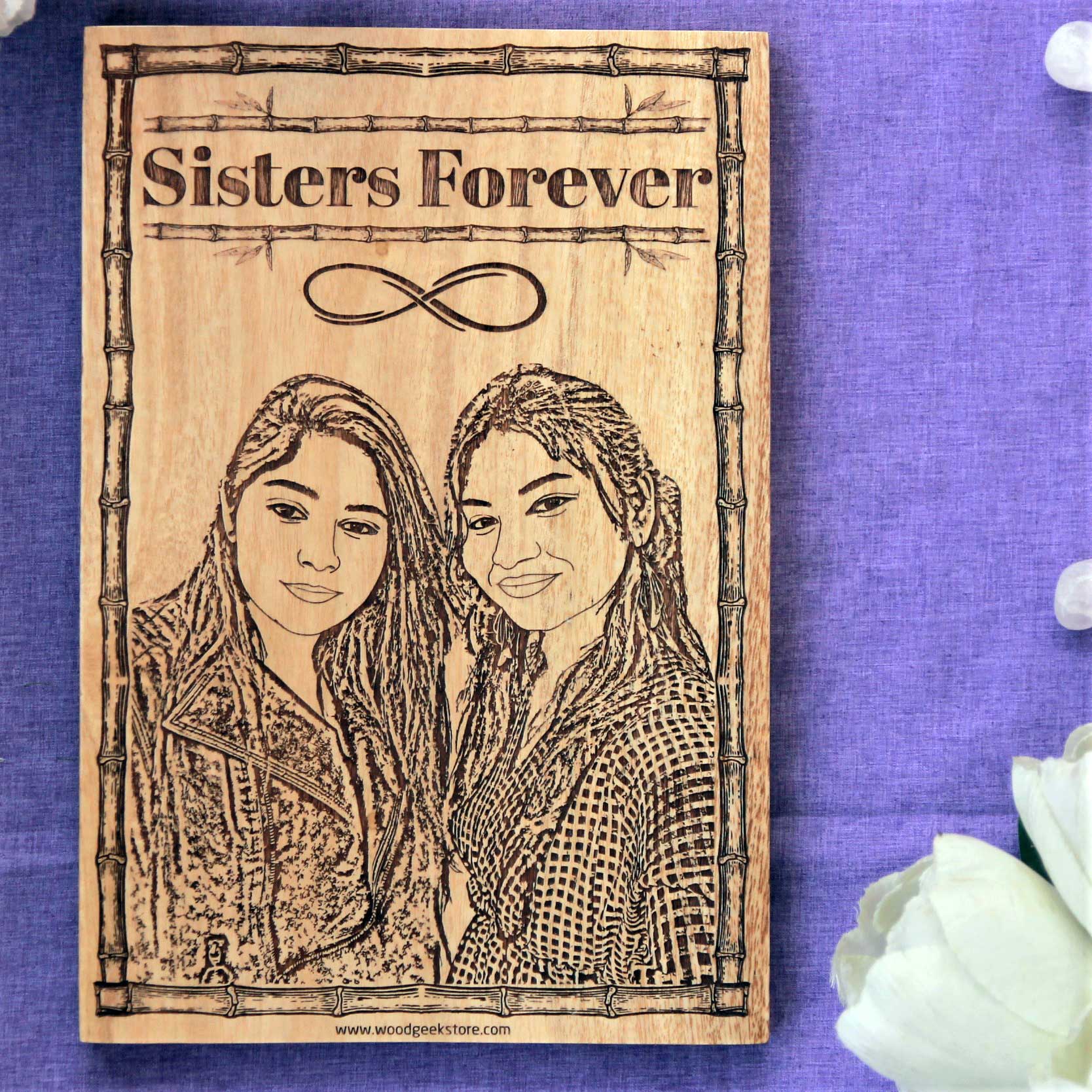 Custom Engraved World's Craziest Sister Wooden Frame