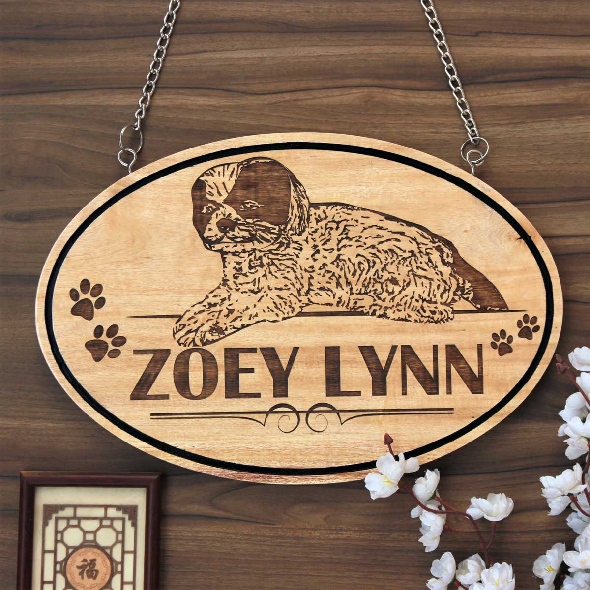 Engraved Hanging Wood Sign For Pet Homes