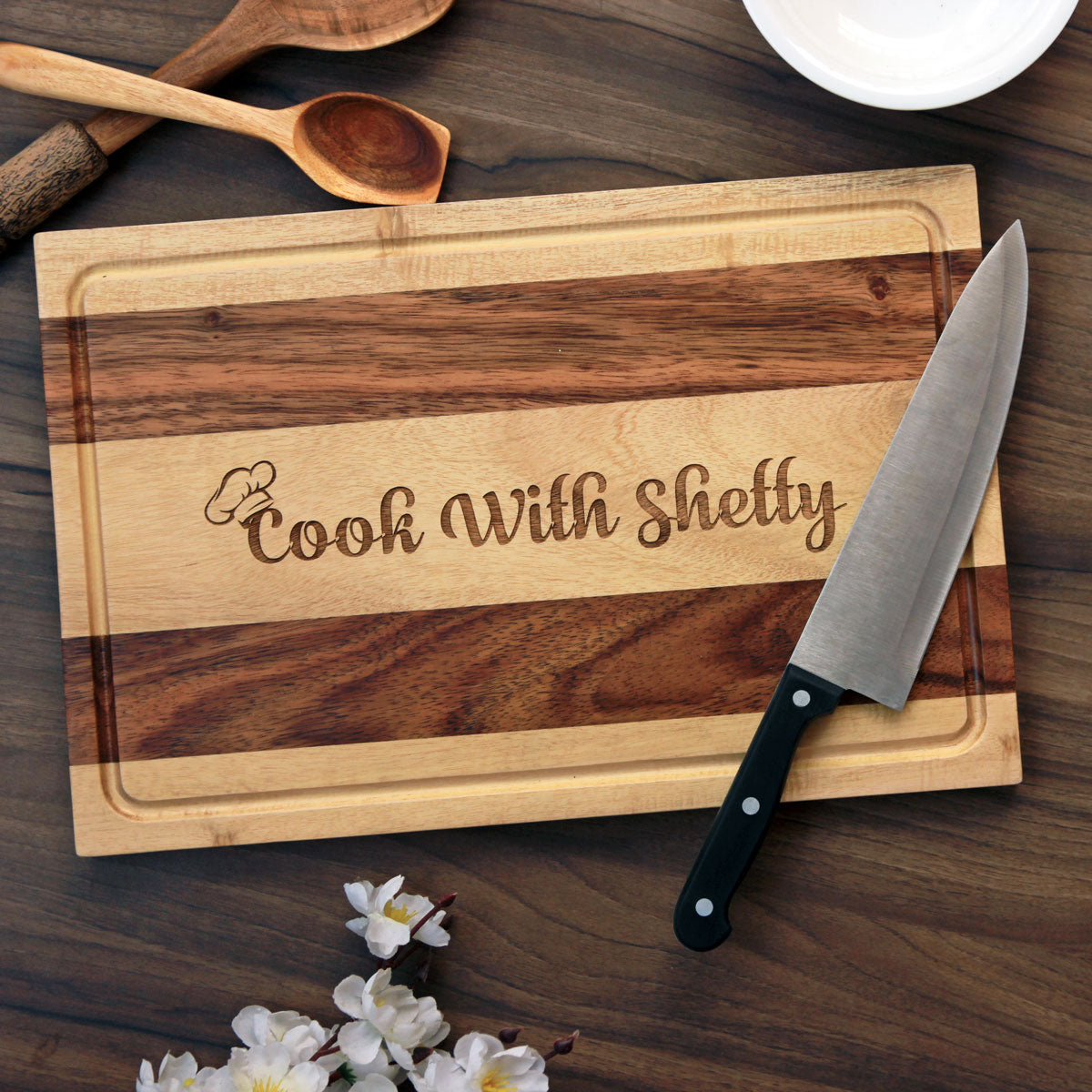 Wooden Chopping Board Personalized With Name | Cooking Lover Gift