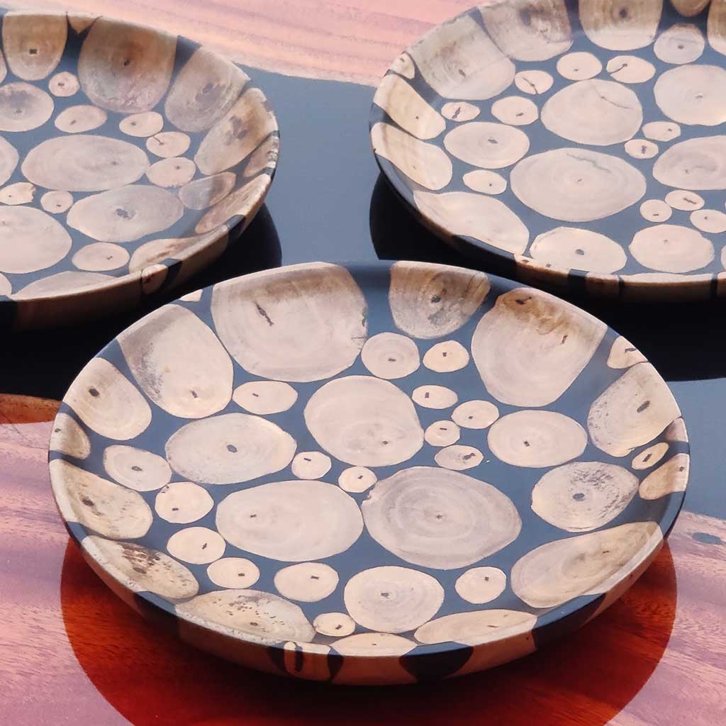 Reclaimed Wood & Epoxy Resin Side Plate Set | Handmade Wooden Plates