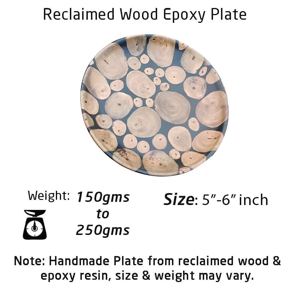Reclaimed Wood & Epoxy Resin Side Plate Set Handmade Wood Plates