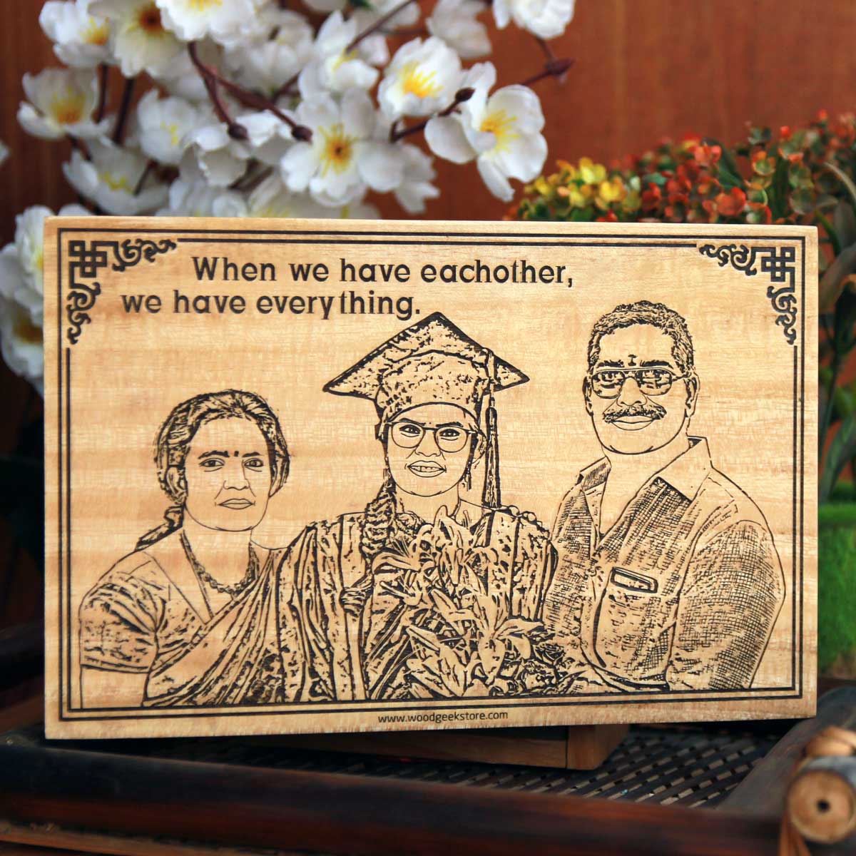 Engraved Wooden Graduation Family Portrait Frame | Graduation Gift