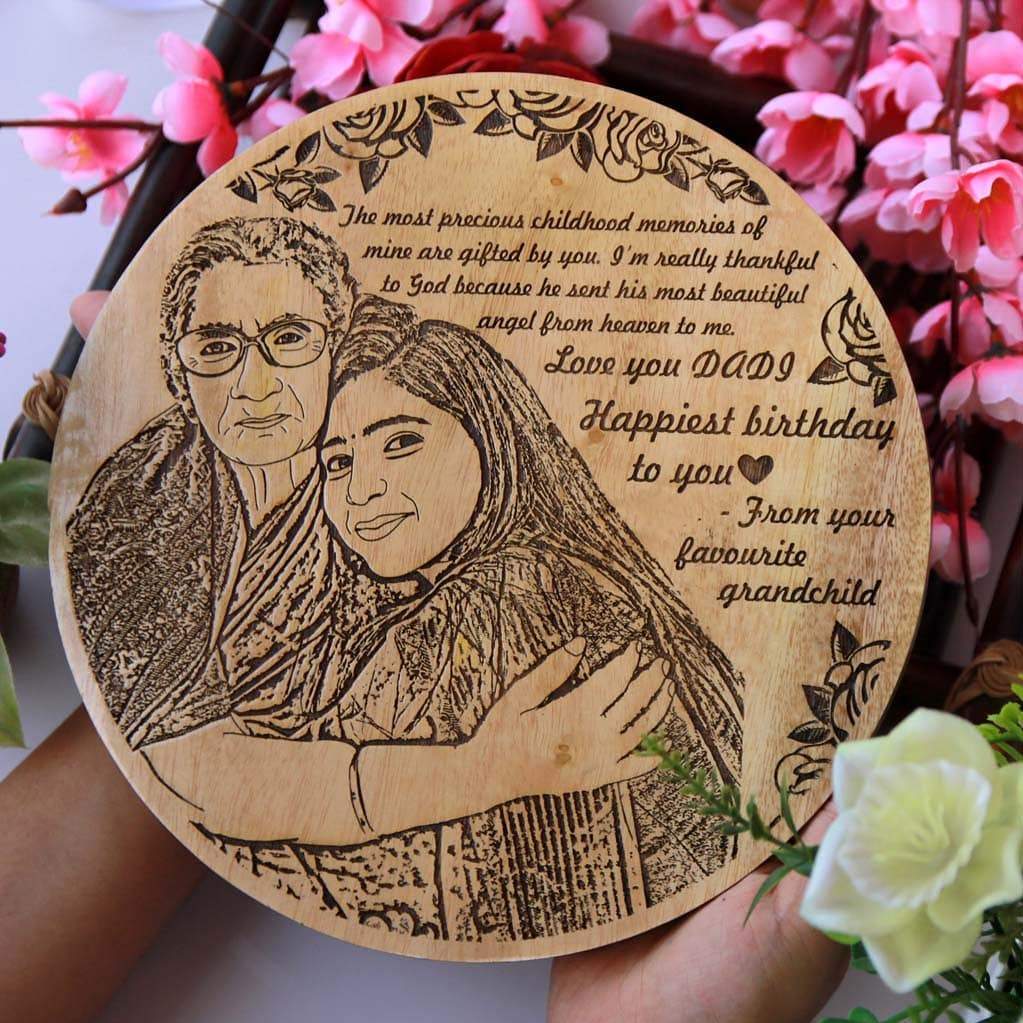 Grandma&#39;s Smile | Personalized Wooden Portrait Frame for Grandparents