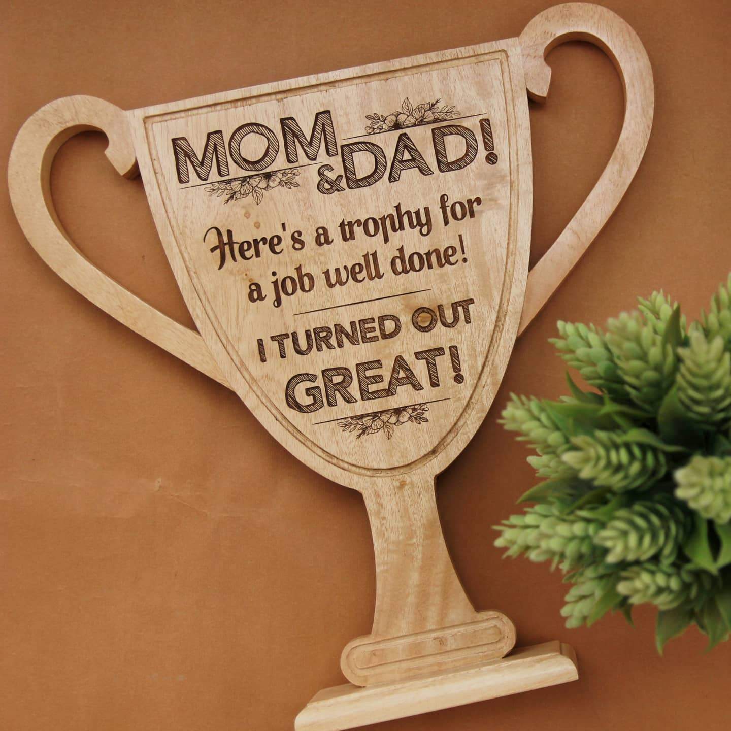 Wooden Trophy & Award for Mom & Dad