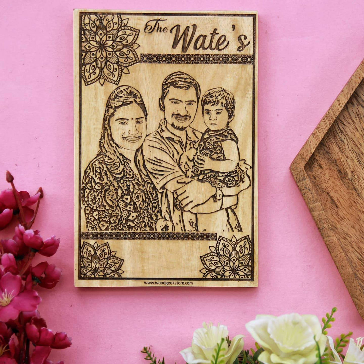Wood Engraved Photo Of Family | Family Name Wood Poster | Family Gifts ...