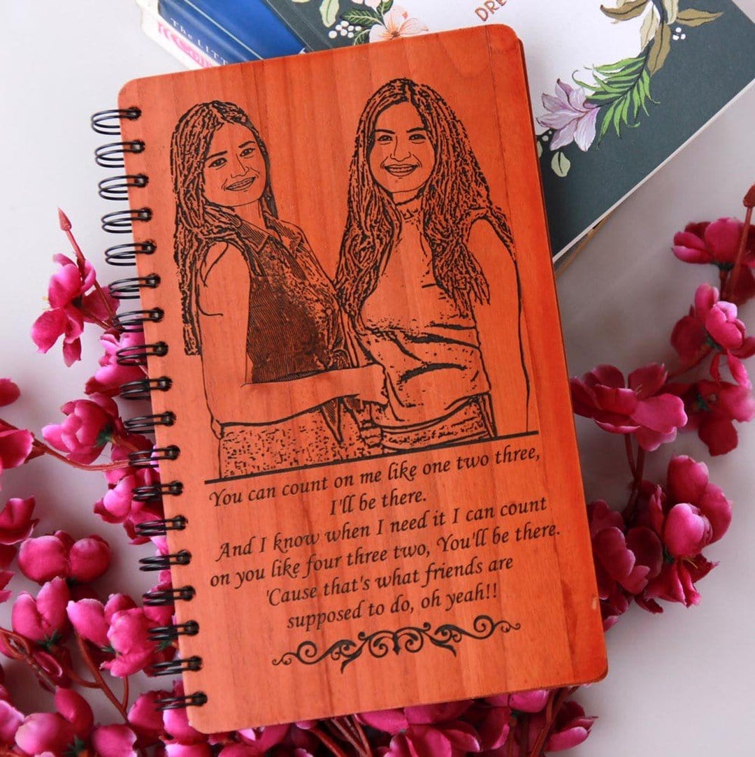 Photo Engraved Wooden Diary For Your BFF