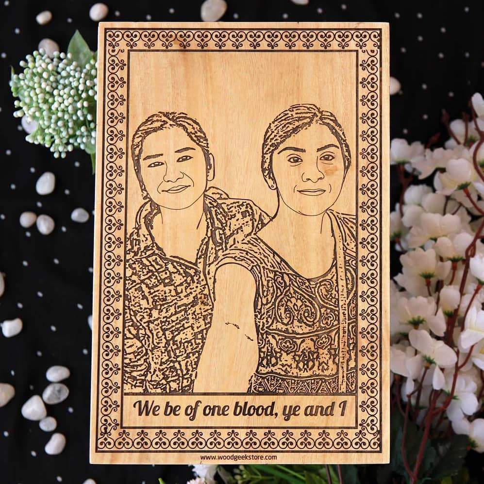 Custom Engraved Wooden Picture Frame For Siblings