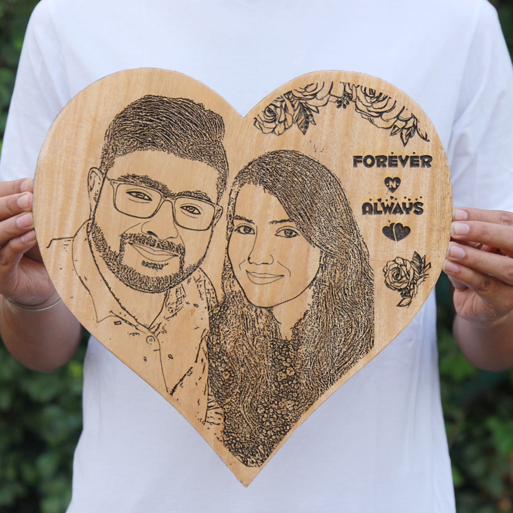 Forever & Always Wooden Photo Frame - Customized Wooden Poster - Wooden Plaque in Beech Wood by Woodgeek Store