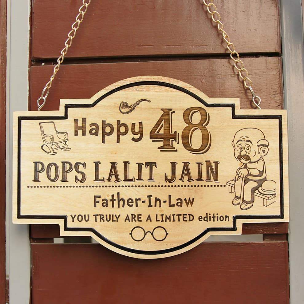 Custom Birthday Hanging Wood Sign: Limited Edition - Funny Gift For Family