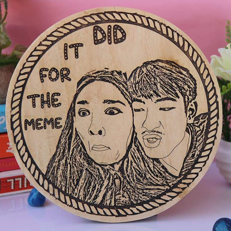 Did It For The Meme - Funny Personalised Wooden Frame For Couple
