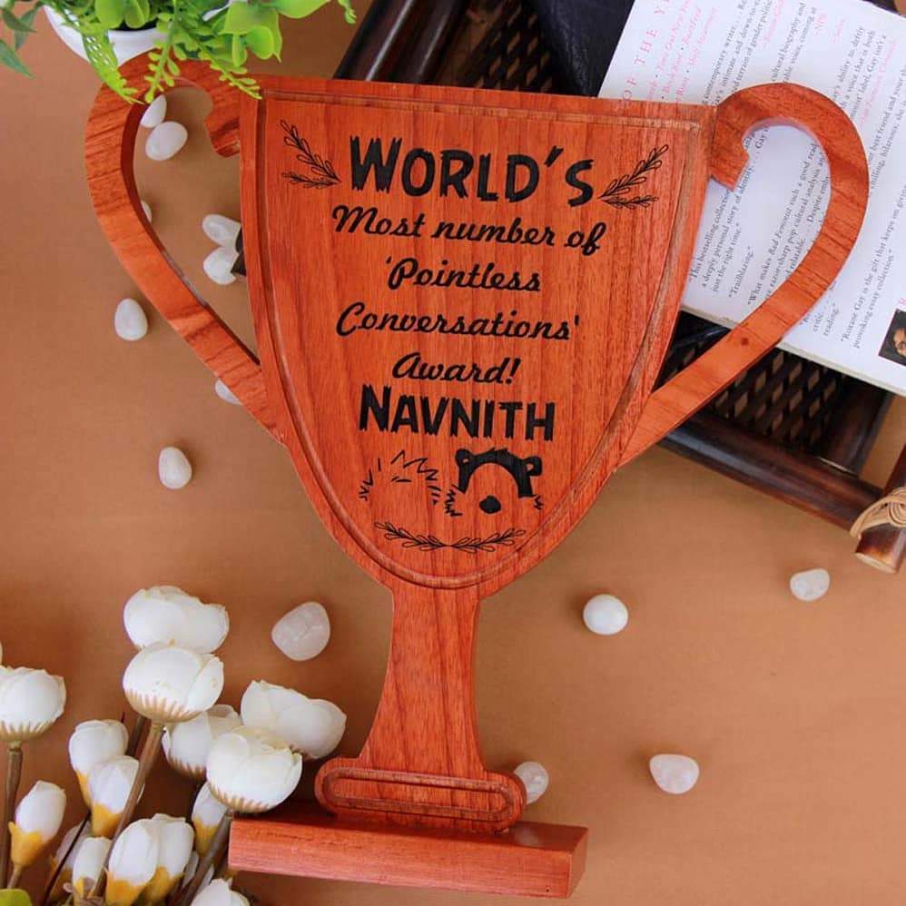 Best Colleague/ Team Player Wooden Trophy &amp; Award. Corporate Awards for Business Clients &amp; Colleagues. Custom trophies make great Gift Ideas For Coworkers.