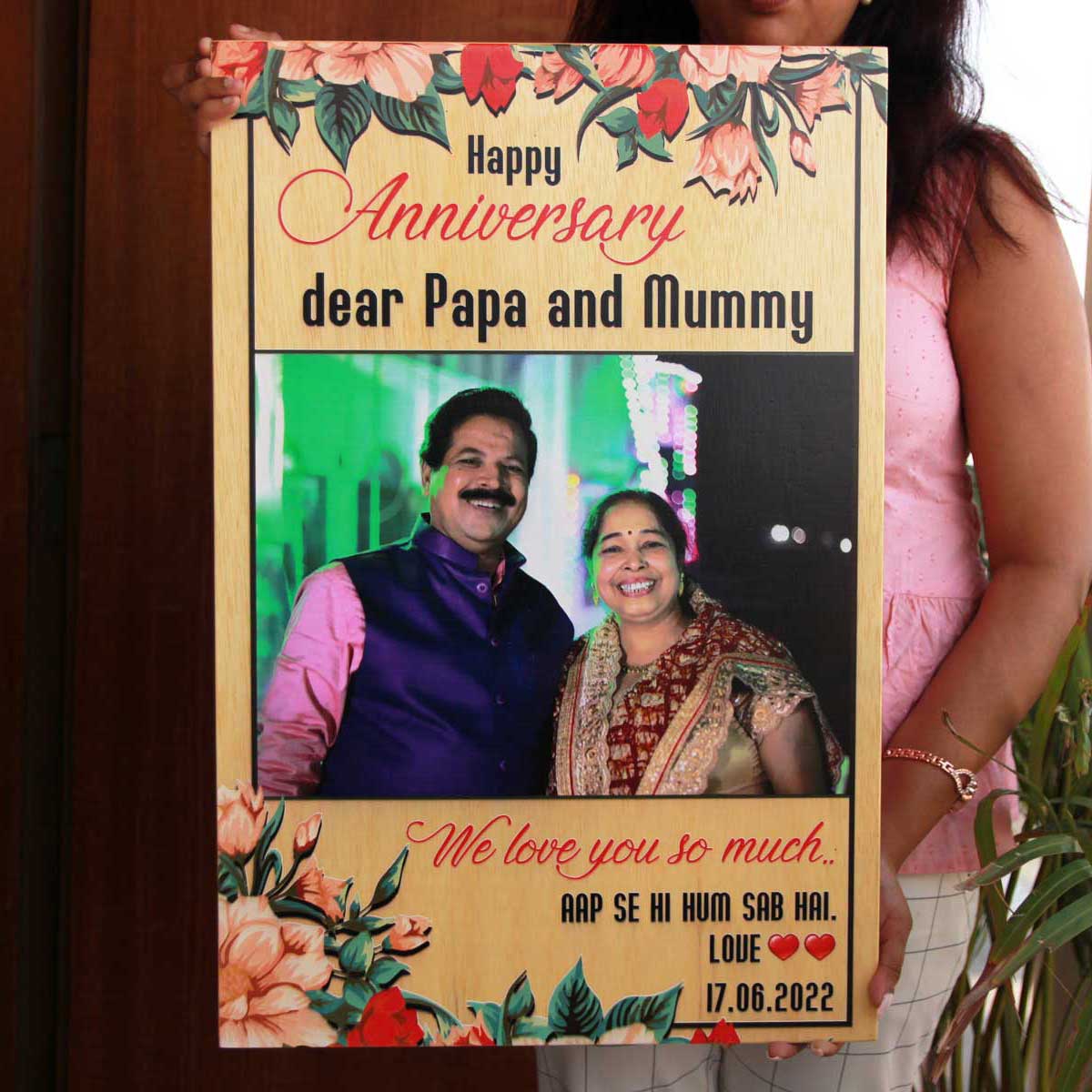 Personalized Anniversary Gift For Mom & Dad | Photo Print On Wood