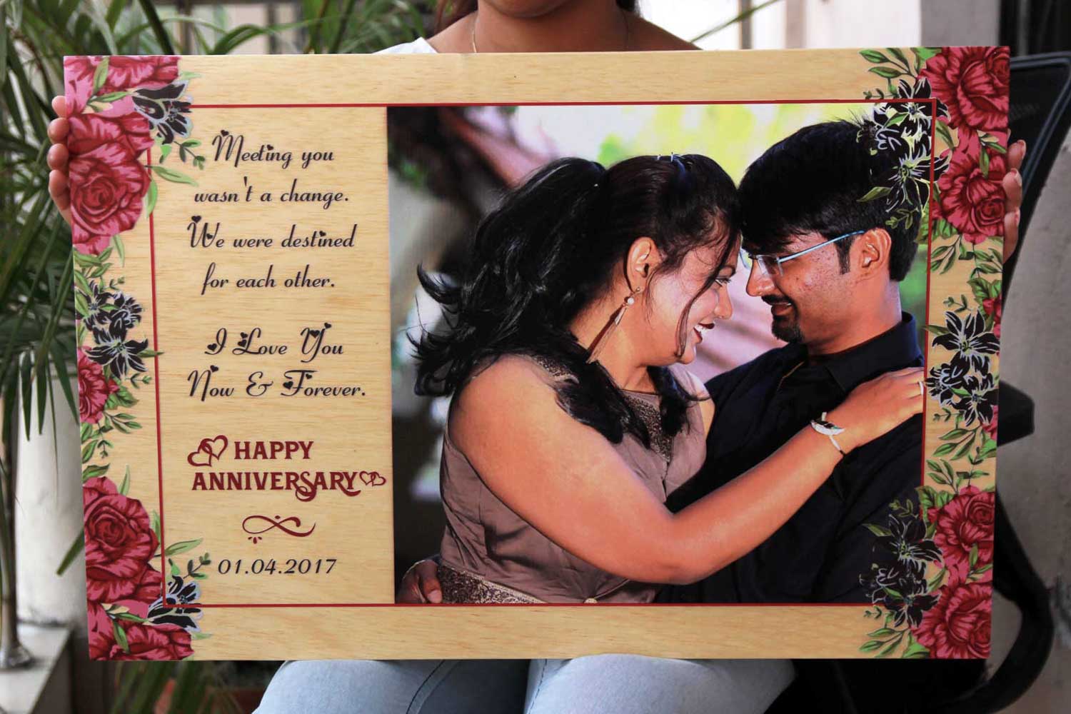 Personalized photo print on wood for husband & wife  | Photo Gifts