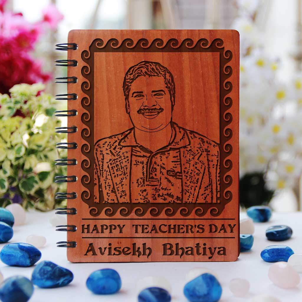 Personalized Wooden Notebook For Teacher&#39;s Day. This Personalised Diary With Photo Is The Best Gift For Teachers Day. This Spiral Notebook Makes One Of The Best Teacher Appreciation Gifts.