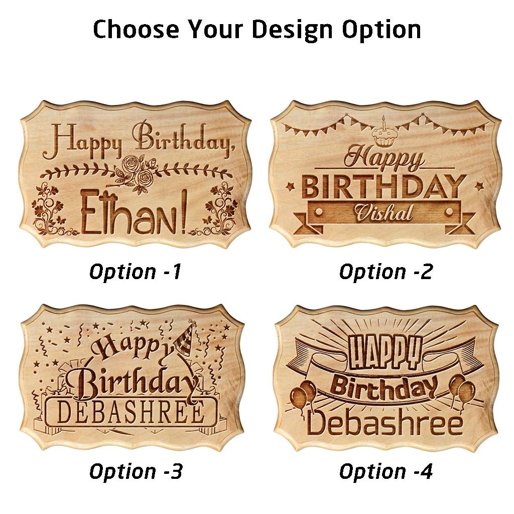 Personalized Happy Birthday Engraved Wood Sign