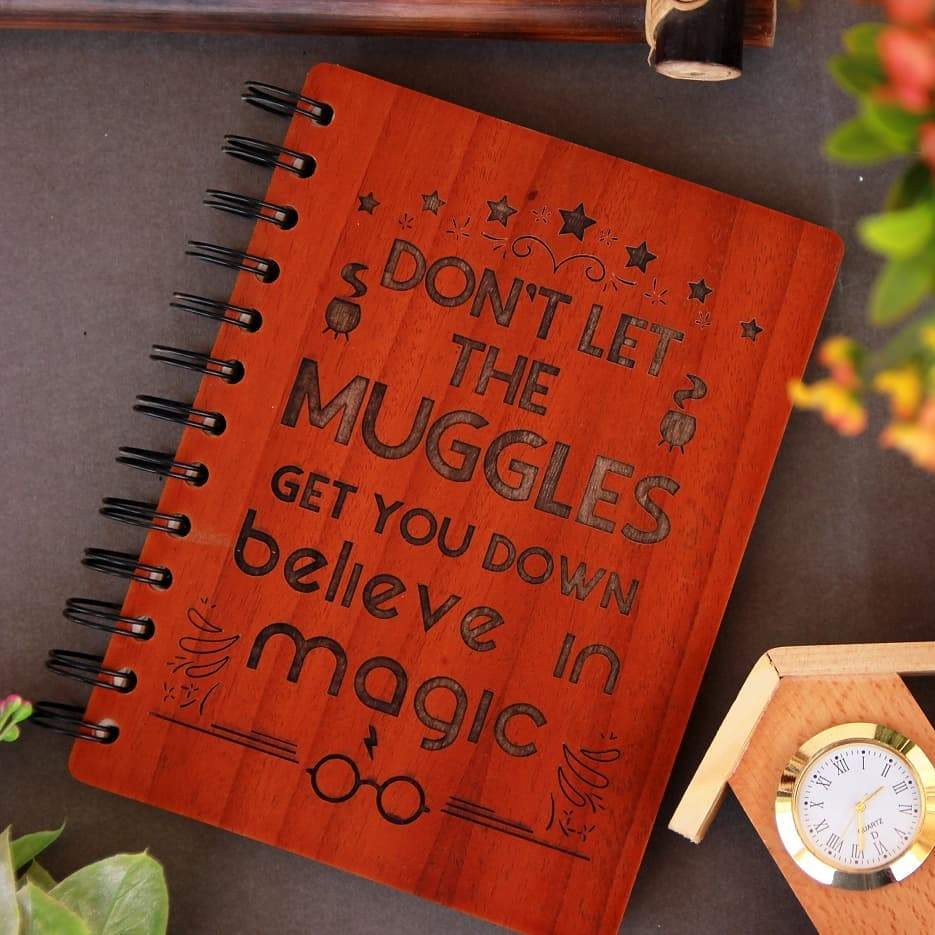 Don&#39;t let the muggles get you down - Personalized Wooden Notebook