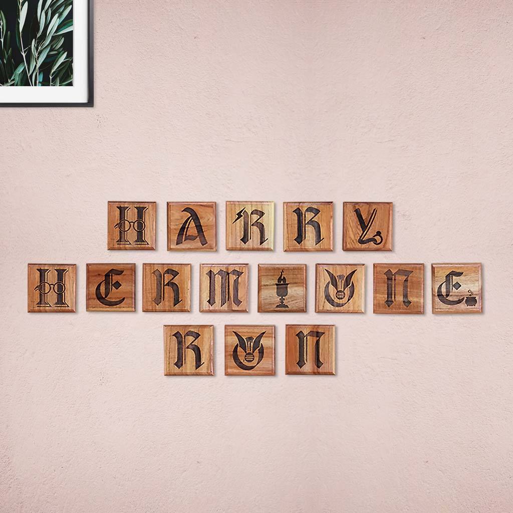 Harry Potter Wooden Crossword Blocks - Golden Trio Crossword & Scrabble Wall Art - Gifts for Harry Potter fans by Woodgeek Store