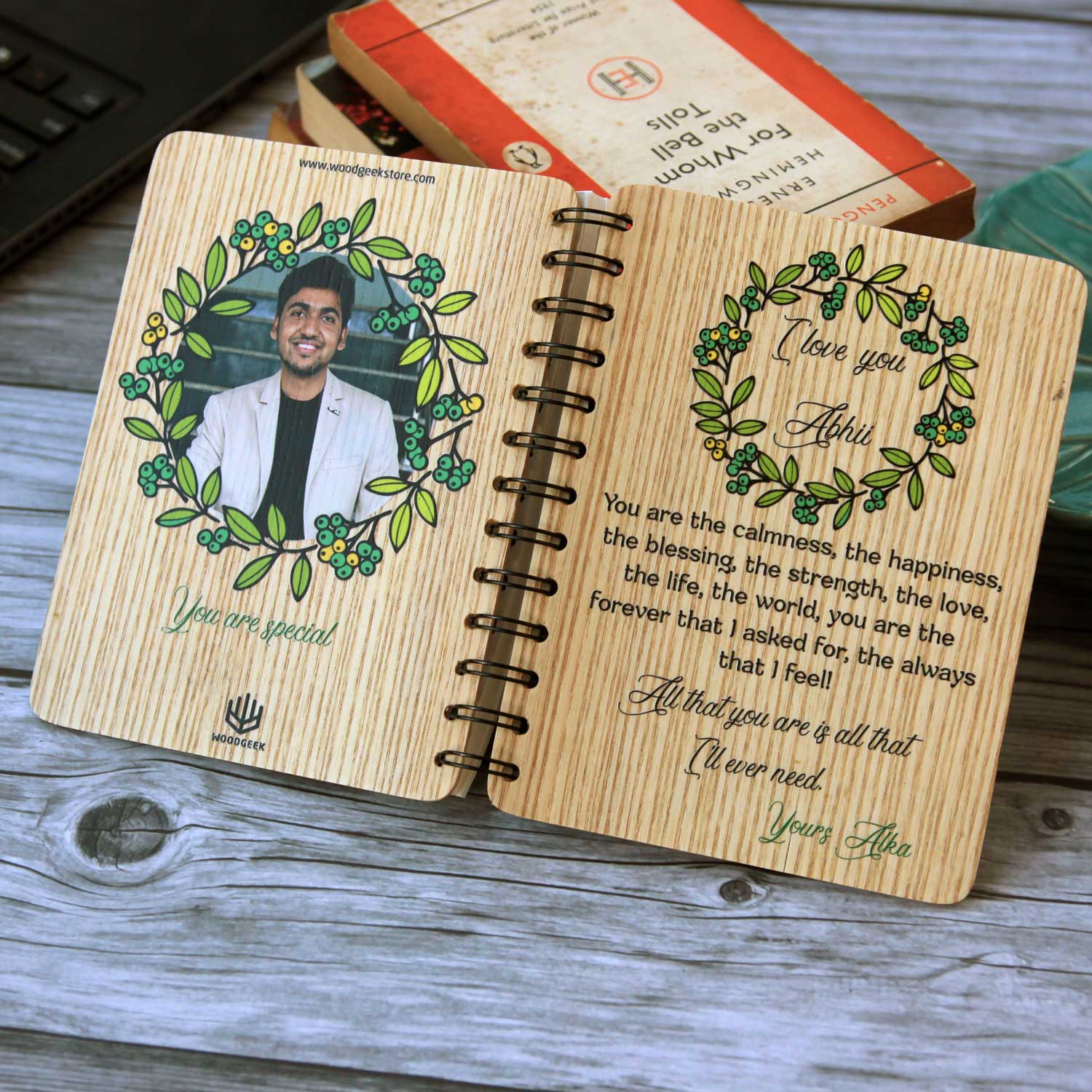 Photo Wood Journal For Husband & Wife | Personalized Anniversary Gift