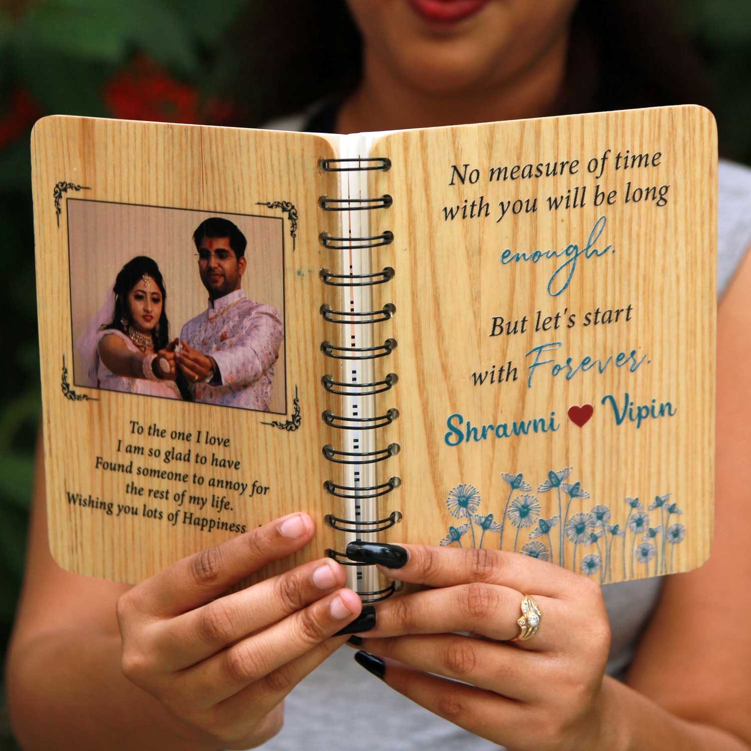 Lets Start With Forever | Personalized Anniversary Photo Wood Diary