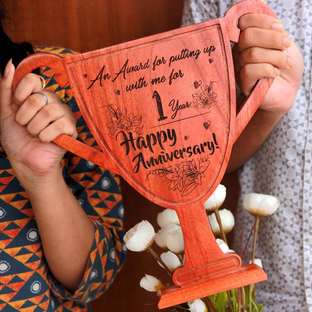 Happy Anniversary Wooden Trophy &amp; Award