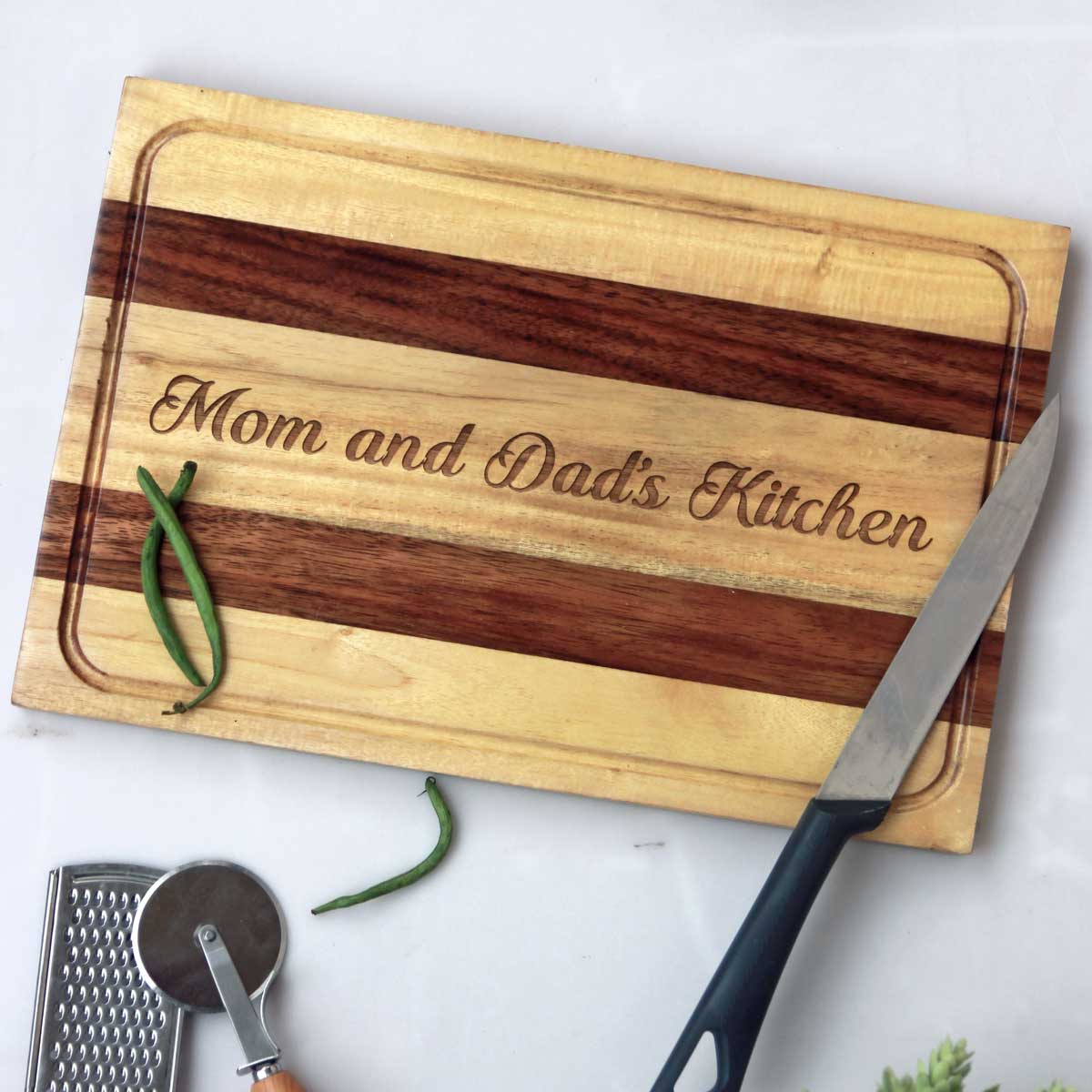 Mum &amp; Dad's Kitchen Personalized Wooden Cutting Board