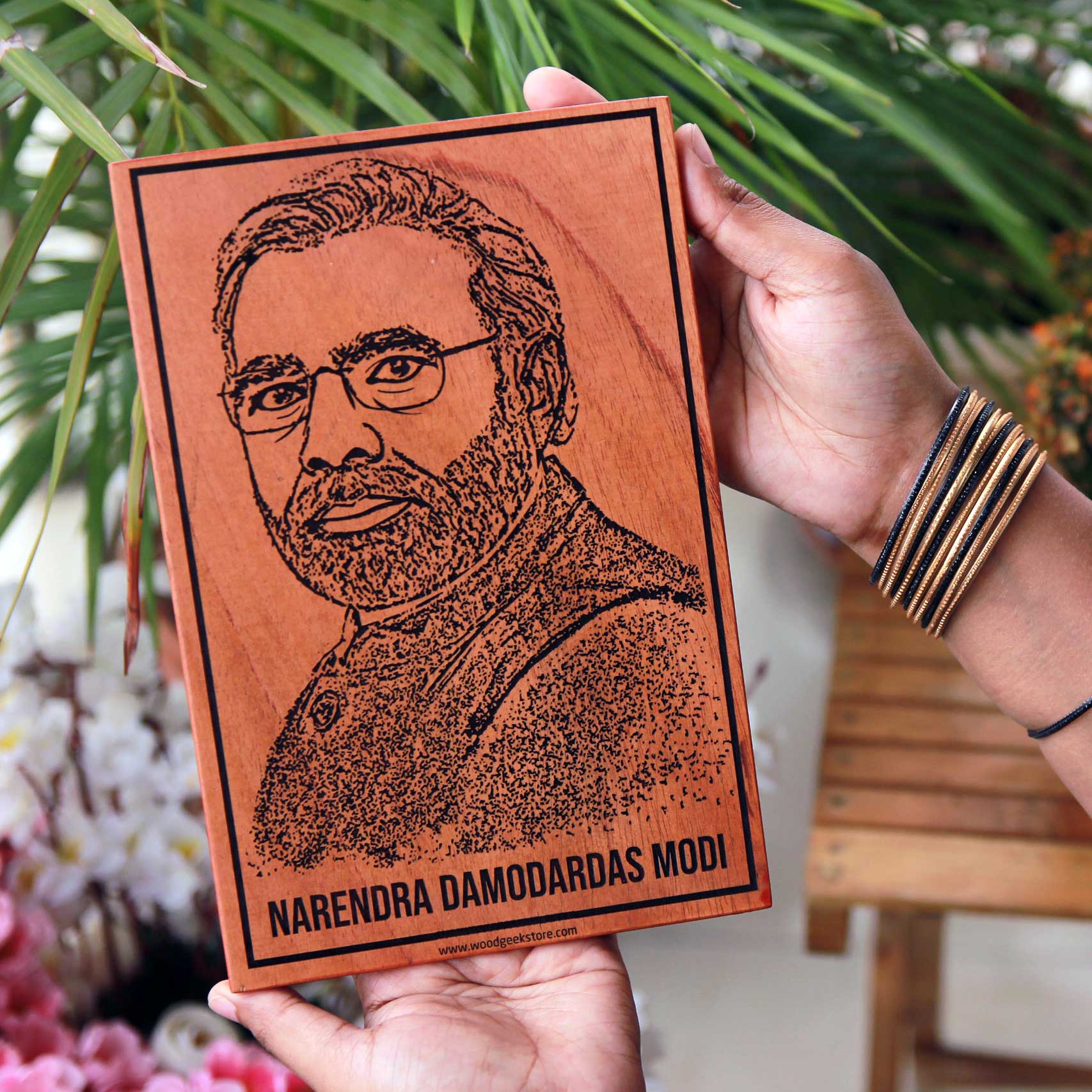 Prime Minister Of India Narendra Modi Ji Engraved Wood Plaque